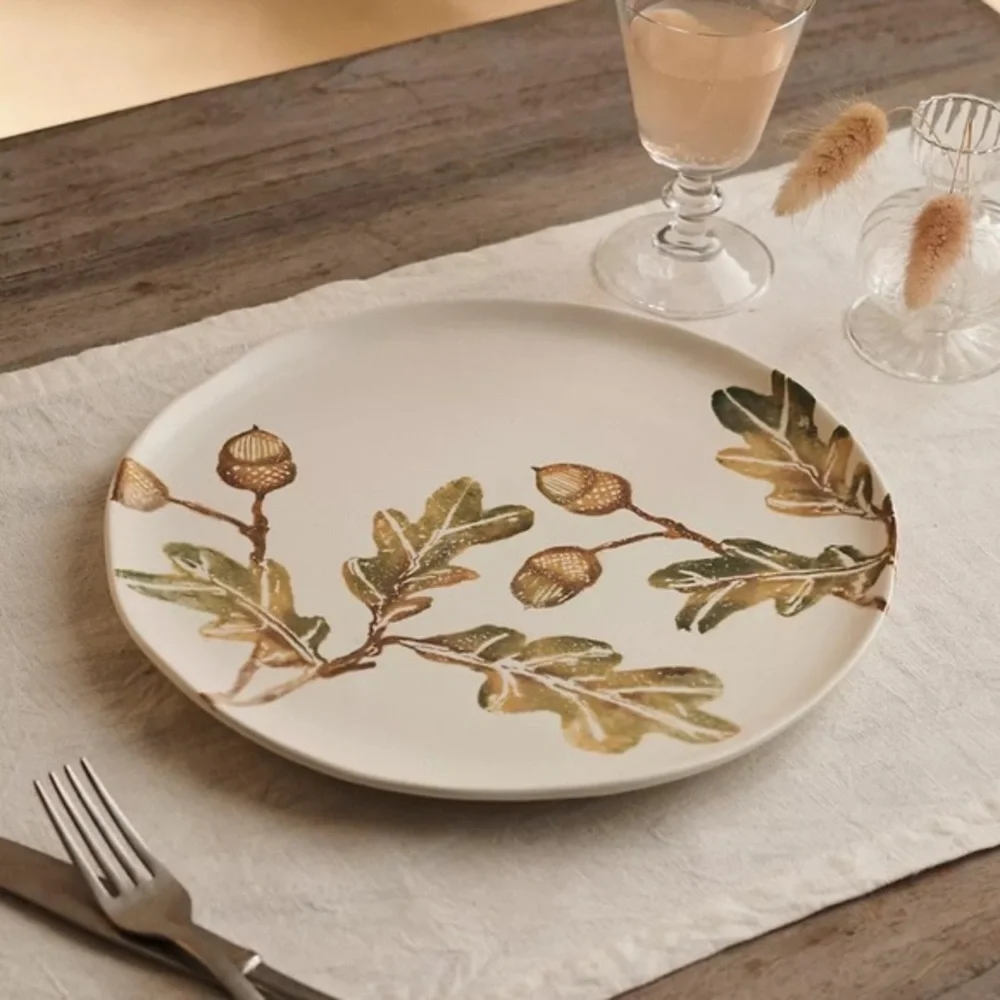 Terrain -Oak + Acorn Ceramic Platter, Round
